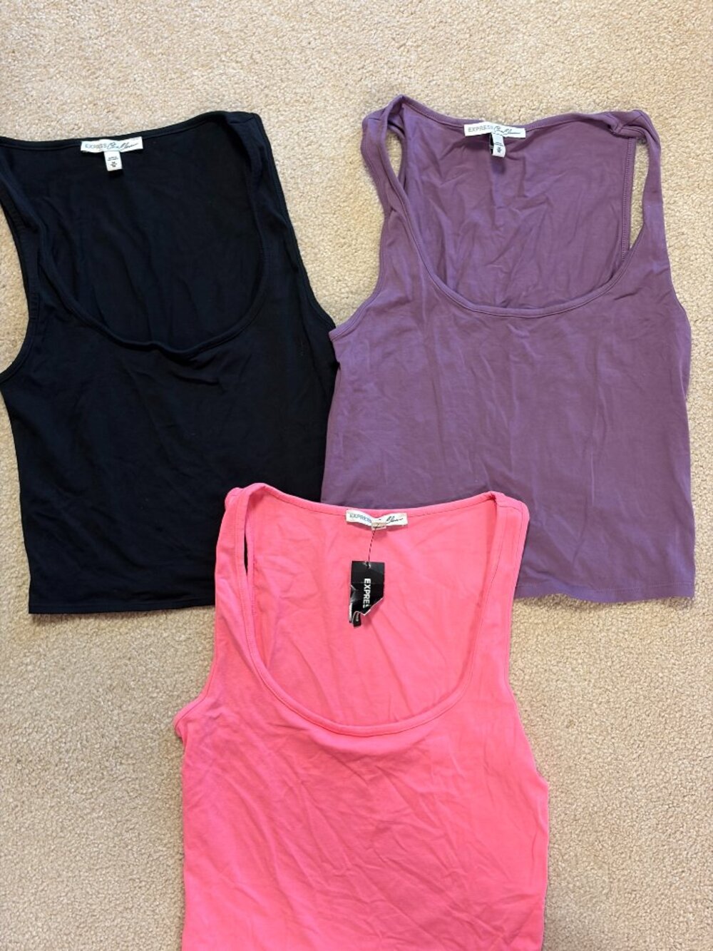 Ladies bundle of 3 EXPRESS one eleven scoop neck crop tank size medium NWT NWOT